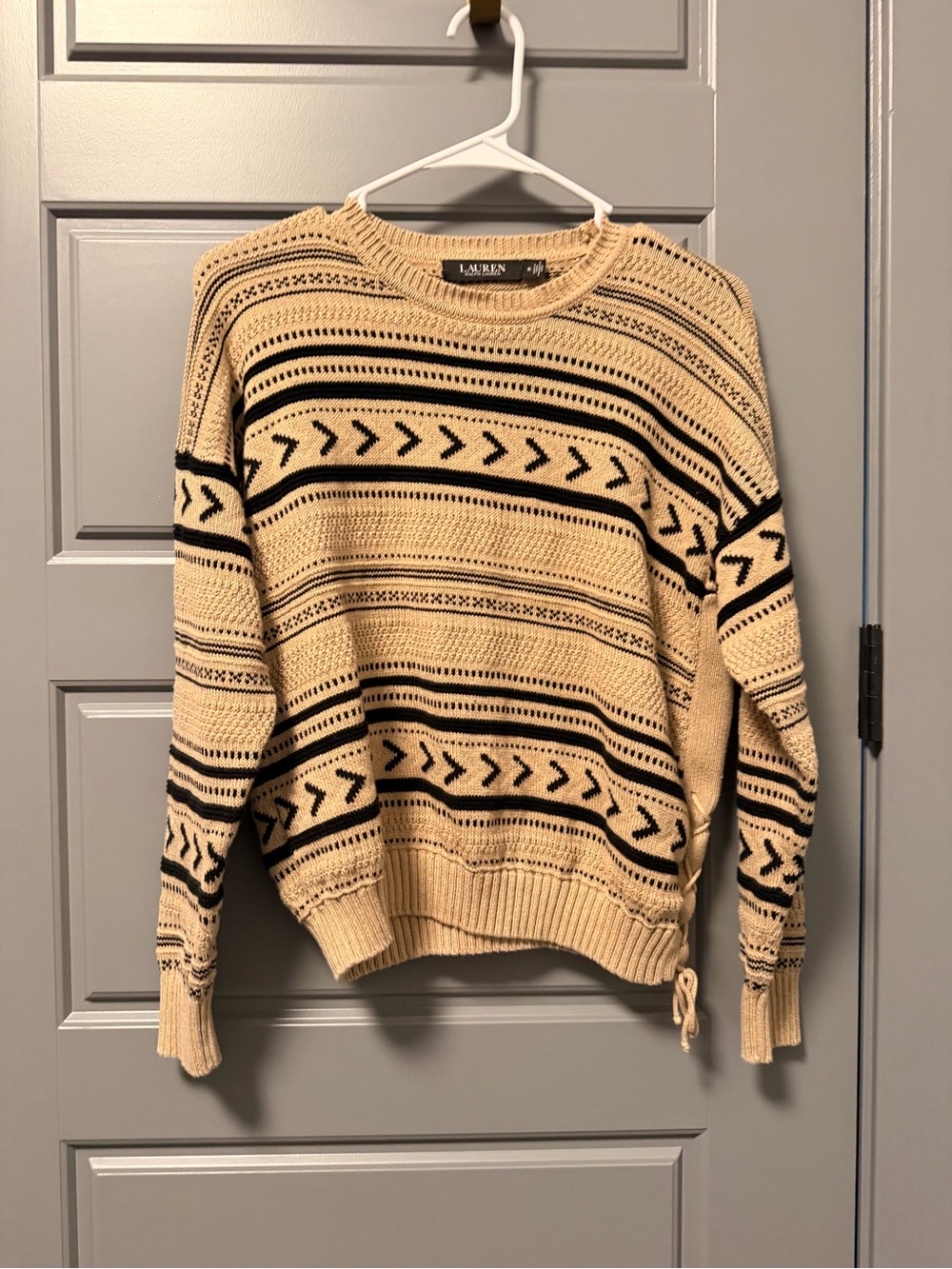 Lauren Ralph Lauren Jacquard-Knit Linen-Blend Sweater MEDIUM